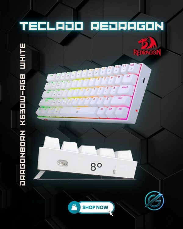 TECLADO REDRAGON DRAGONBORN K630W-RGB WHITE