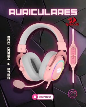 AURICULARES REDRAGON ZEUS X H510P-RGB PINK