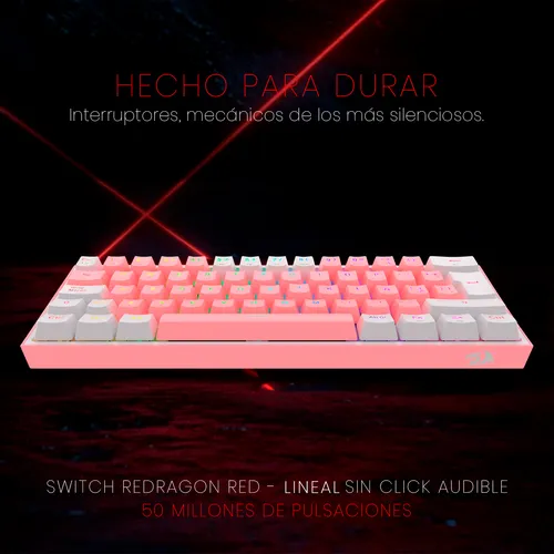 TECLADO REDRAGON FIZZ PRO 616-RGB PINK/WHITE