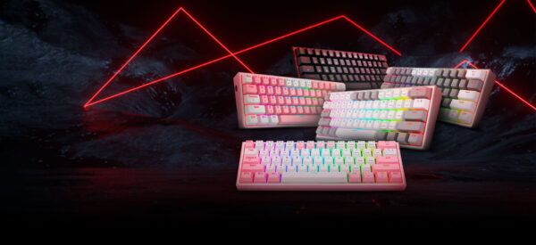 TECLADO REDRAGON FIZZ PRO 616-RGB WHITE/PINK