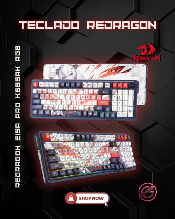 TECLADO REDRAGON EISA PRO K686AK RGB BLACK/WHITE ANIME
