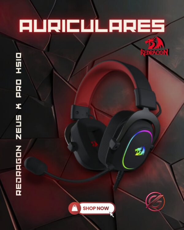 AURICULARES REDRAGON ZEUS X H510P-RGB BLACK